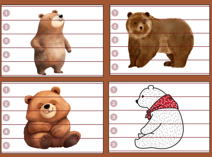 DZIEŃ NIEDŹWIEDZIA – puzzle – biblioteka – świetlica – przedszkole – 12 wersji