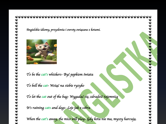 Idiomy, powiedzenia i zwroty związane z kotami. DZIEŃ KOTA!