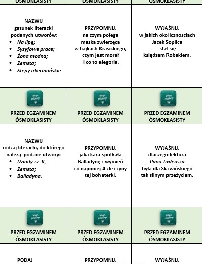 POWTÓRKI PRZED EGZAMINEM ÓSMOKLASISTY/DIAGNOZA NA STARCIE W LICEUM (TECHNIKUM)