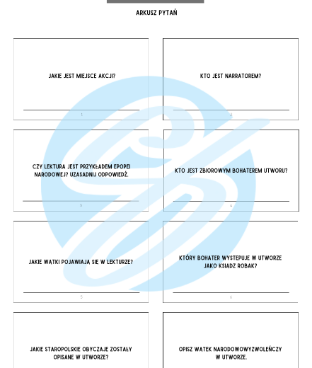 Pan Tadeusz – Adam Mickiewicz - Pytania i Odpowiedzi |Karty do lektury