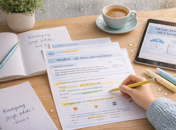 Deszczowe metafory – ćwiczenia z języka polskiego