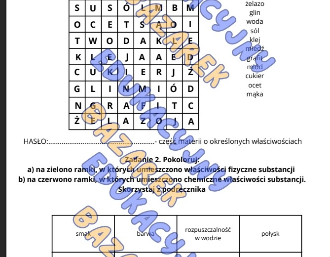 Substancje, właściwości, klasa 7, chemia