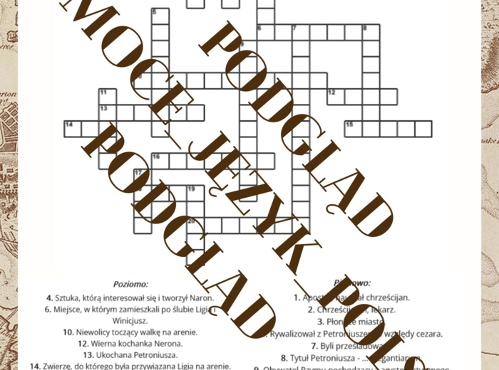 Krzyżówka "Quo vadis" Henryk Sienkiewicz