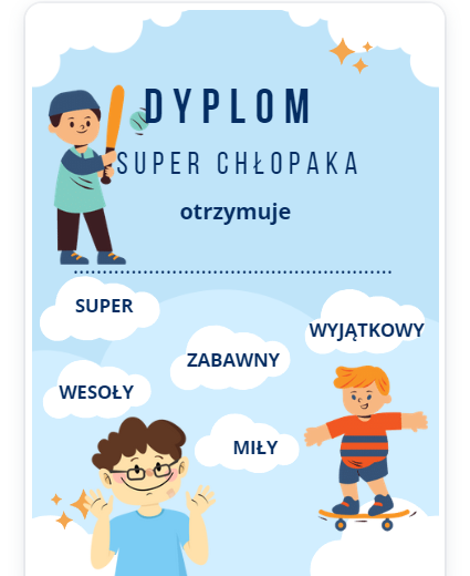 Dyplom na Dzień Chłopaka