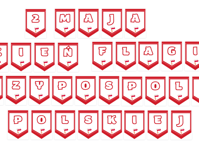 2 maja Dzień Flagi Rzeczypospolitej Polskiej/ napis / girlanda / gazetka / dekoracja
