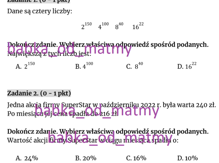 Próbny egzamin ósmoklasisty - MATEMATYKA