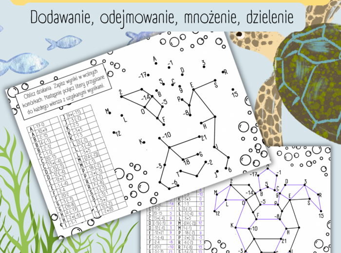 DZIAŁANIA NA LICZBACH CAŁKOWITYCH - łączenie kropek (mnożenie/dzielenie/dodawanie/odejmowanie/liczby ujemne)