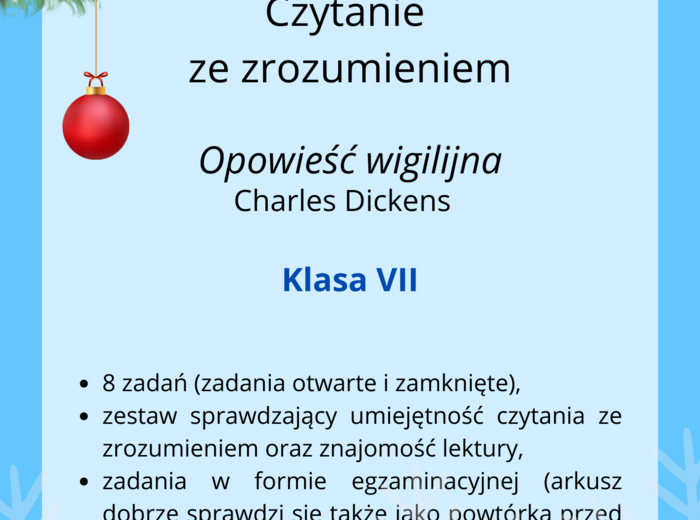 Opowieść wigilijna - czytanie ze zrozumieniem