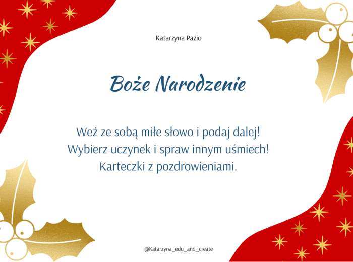 Boże Narodzenie – karteczki z miłymi słowami