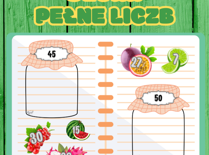 Karty edukacyjne do nauki dodawania – dopasuj owoce do słoików