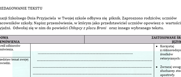 REDAGUJEMY PRZEMÓWIENIE. Krok trzeci. Zestaw ćwiczeń dla uczniów klas 6-8