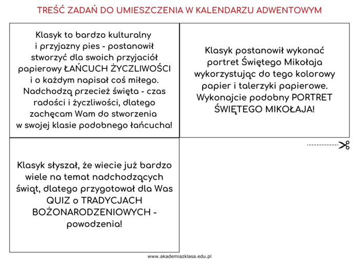 KALENDARZ ADWENTOWY - niesamowita świąteczna przygoda dla klas 2 i 3!