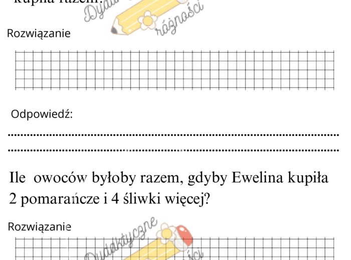 Dodawanie w zakresie 50. Rozbudowane zadania z treścią- 10 kart pracy.