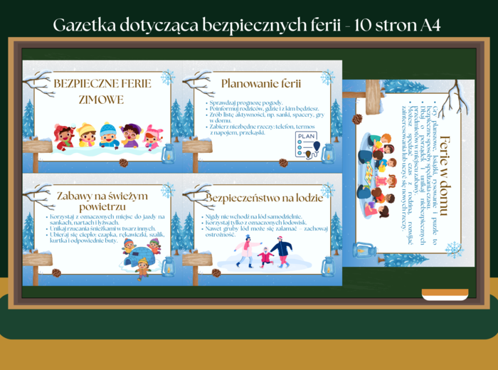 Gazetka szkolna bezpieczne ferie zimowe