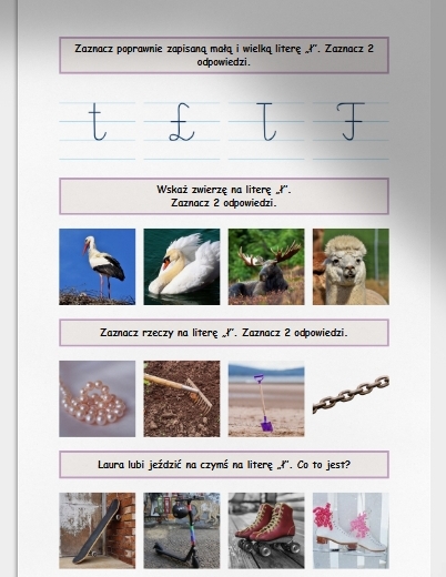 Ł i ł. Karta pracy. Sprawdzian