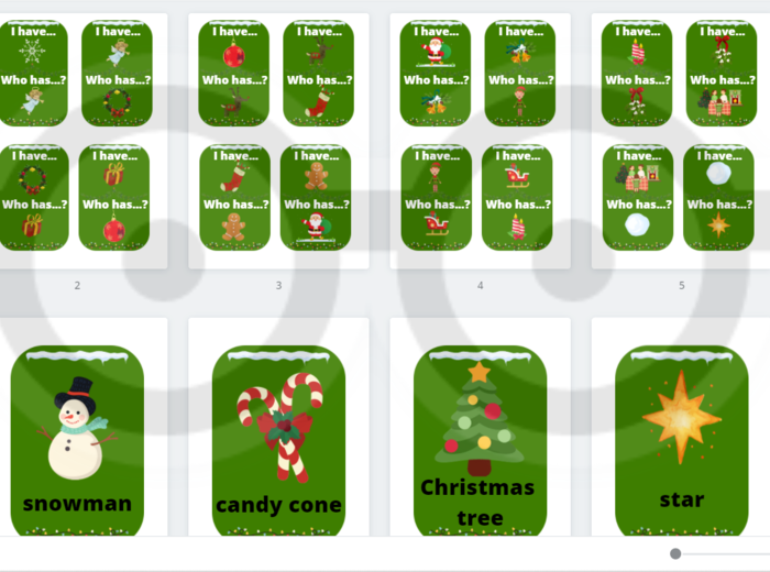Christmas: I have... who has....? + flashcards