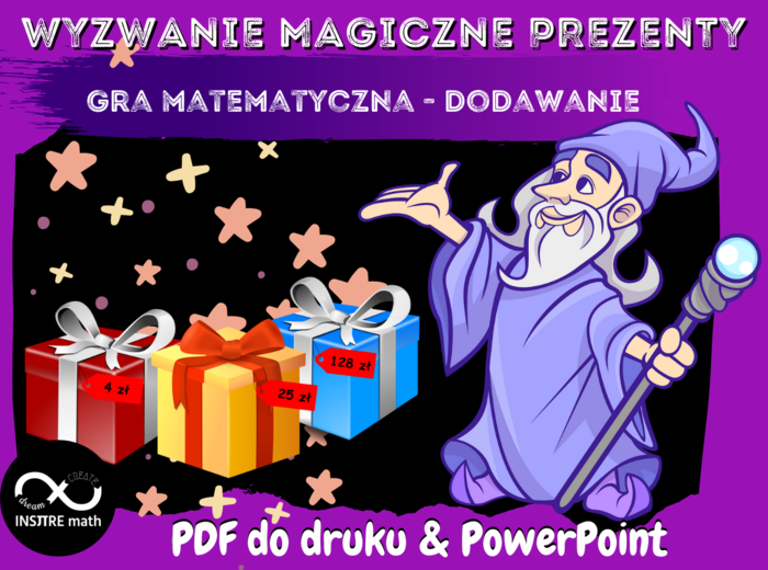 WYZWANIE MAGICZNE PREZENTY - dodawanie liczb 2 i 3-cyfrowych. Świąteczna gra matematyczna.