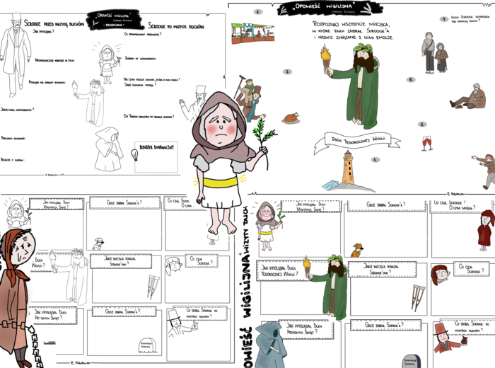 "Opowieść wigilijna" - 6 kart pustych i uzupełnionych