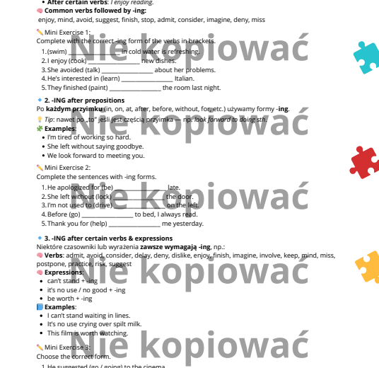 🧾Karta pracy Mastering -ING Forms – Complete Lesson (B1)