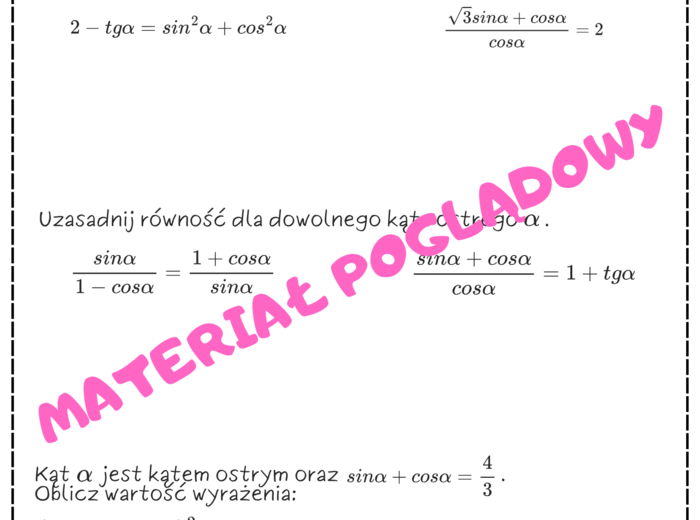 Trygonometria - notatka + karty pracy