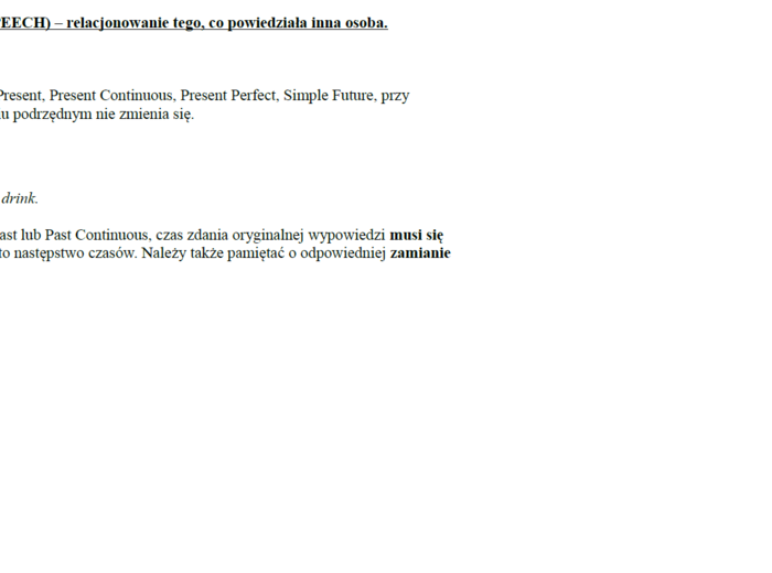 Mowa zależna zdania twierdzące