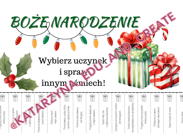 Boże Narodzenie – karteczki z miłymi słowami