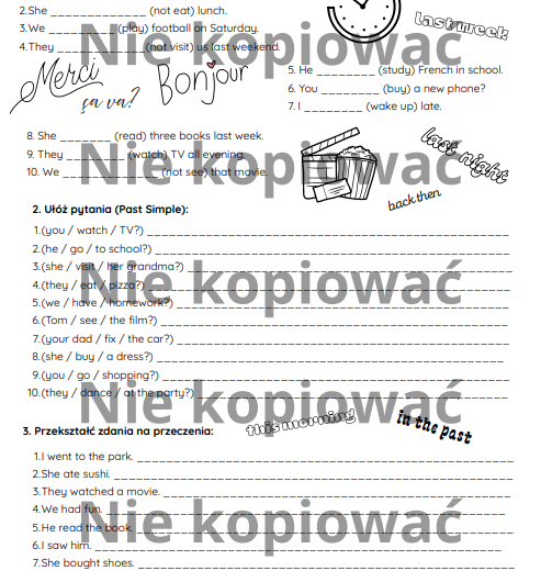 Karta Pracy - czas Past Simple (A1-A2)
