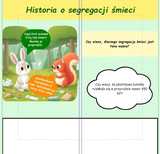 Historyjki obrazkowe. Zasady dbania o przyrodę.