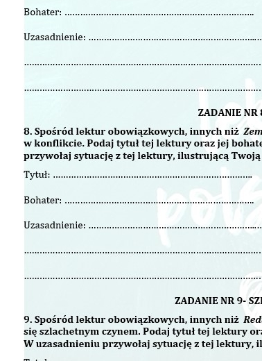 PRZED EGZAMINEM ÓSMOKLASISTY- BOHATER, KTÓRY...ANALOGIE MIĘDZY UTWORAMI, ARGUMENTACJA