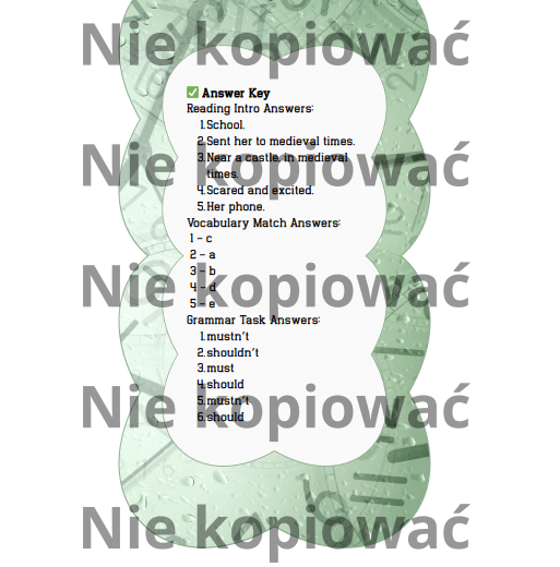 Karta pracy "Lost in Time" - reading/speaking, użycie should/must/can B1