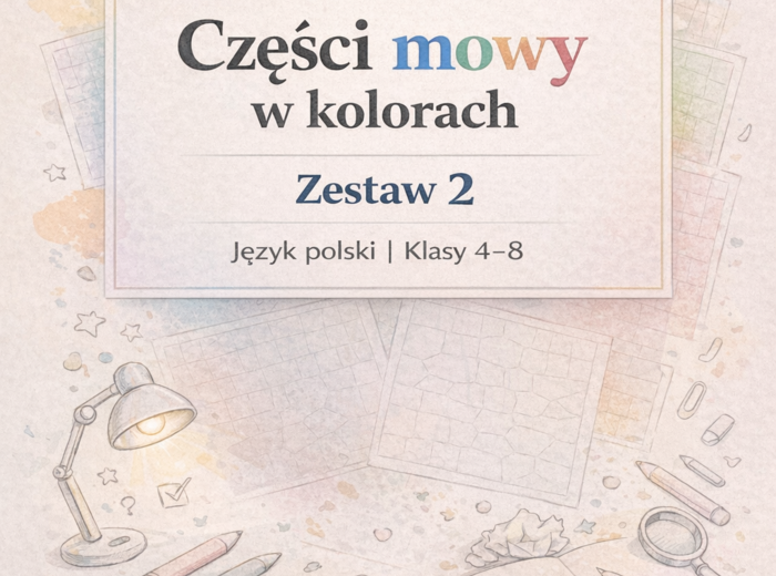 Części mowy w kolorach  - zestaw 2 (kl.4-8)