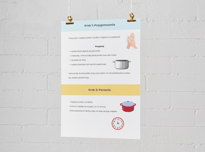 Jak obrać i przechowywać migdały? Plakat edukacyjny.