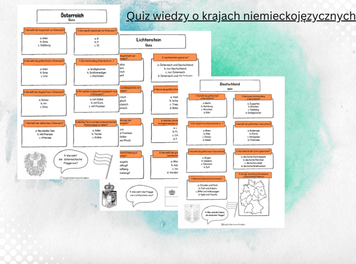 Quiz wiedzy o krajach niemieckojęzycznych/ Deutschland, Österreich, die Schweiz und Liechtenstein
