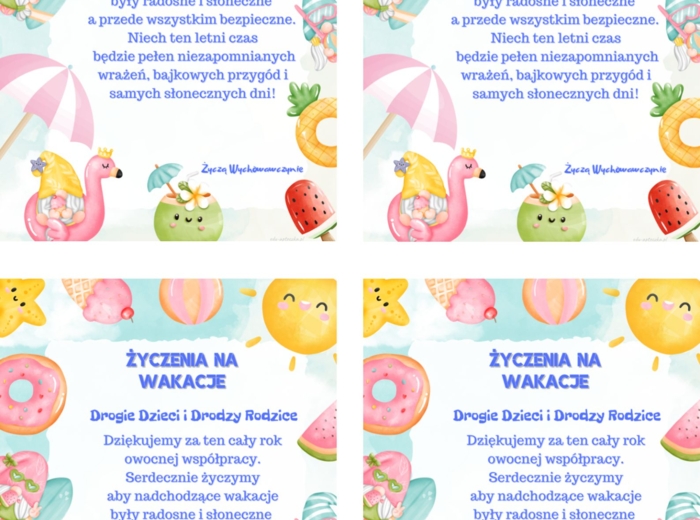 Życzenia wakacyjne