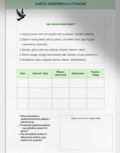 Karty pracy z zadaniami obserwacyjnymi