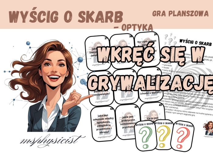 POWTÓRZENIE: OPTYKA – klasa 8 – lekcja powtórzeniowa – GRA dydaktyczna. Gra planszowa. WYŚCIG O SKARB. MOC powtórki.
