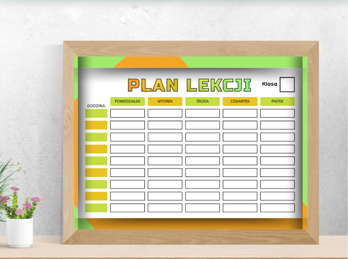 Uroczy Plan Lekcji w formacie A4 – plik PDF