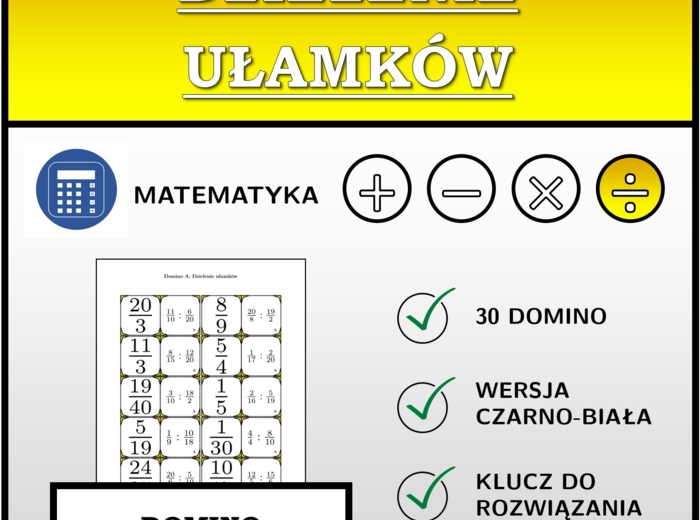 Domino - Dzielenie ułamków | matematyka