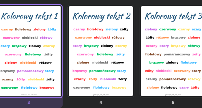 Kolorowy tekst - ćwiczenie koncentracji