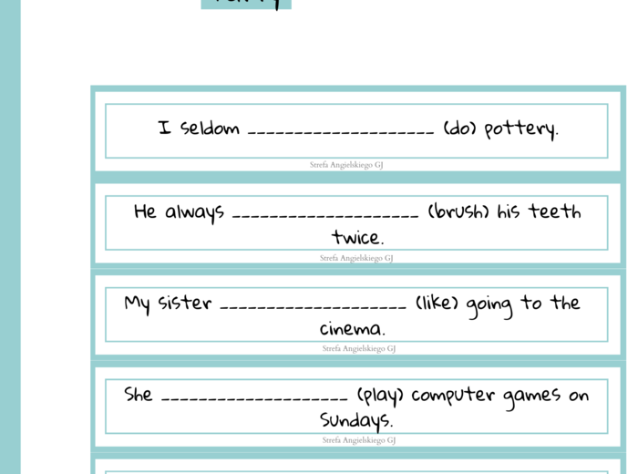 Present Simple speaking cards, karty Present Simple