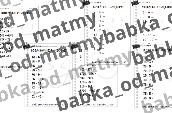 Mistrz działań pamięciowych - klasa 4