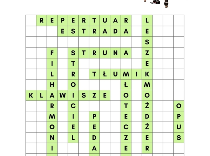 Muzyka, klasa 4-5 Fortepian. Karta pracy: wykreślanka.