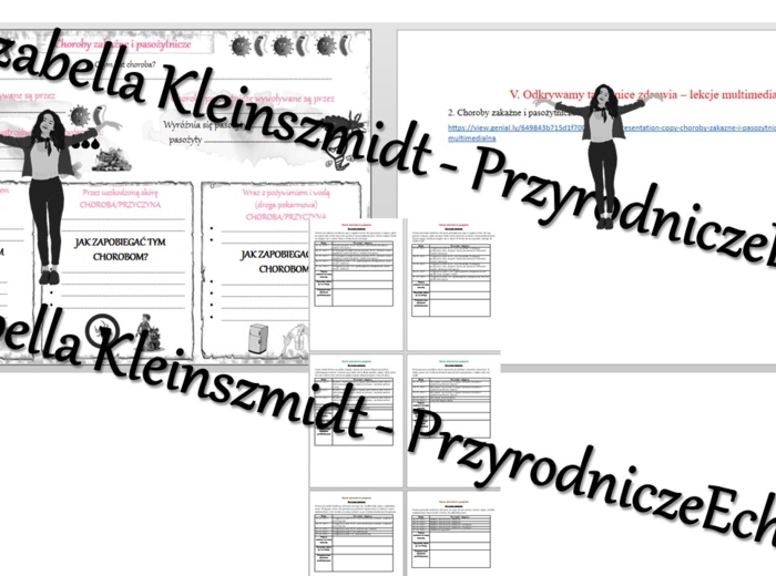 Karta pracy i pomysł/inspiracja na lekcję „Choroby zakaźne i pasożytnicze” - karta pracy wykonana w power point + gratisowy pomysł na lekcję - link do lekcji multimedialnej niekomercyjnej wykonanej w genial.ly do indywidualnego pobrania i użycia do celów