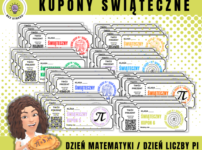 Kupony świąteczne / Bony na Dzień Matematyki / Dzień Liczby PI