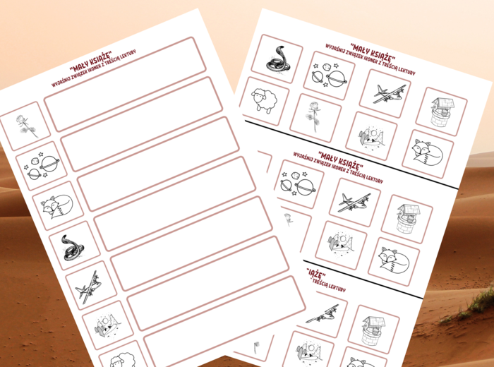 "MAŁY KSIĄŻĘ" - ikonki - wklejki - karta pracy - lektury 7-8