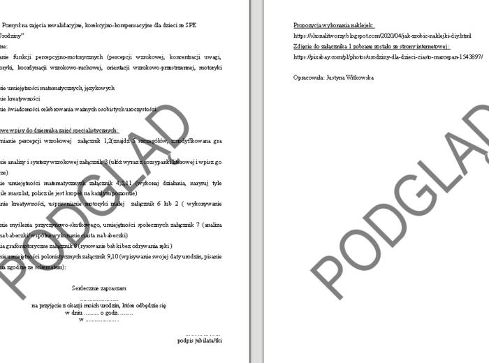 Urodziny- pomysł na zajęcia specjalistyczne dla dzieci ze SPE z dodatkami