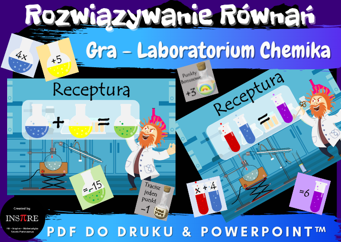 Rozwiązywanie Równań - Gra matematyczna - Laboratorium Chemika