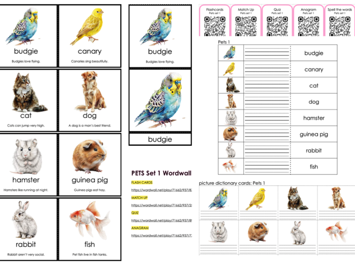 Materiały wzbogacające słownictwo: PETS SET 1
