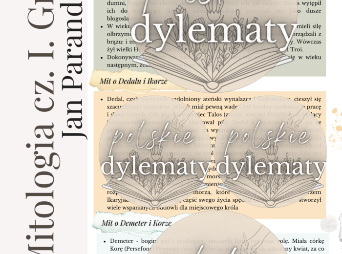 Jan Parandowski "Mitologia" cz. I Grecja - opracowanie maturalne (24 strony)