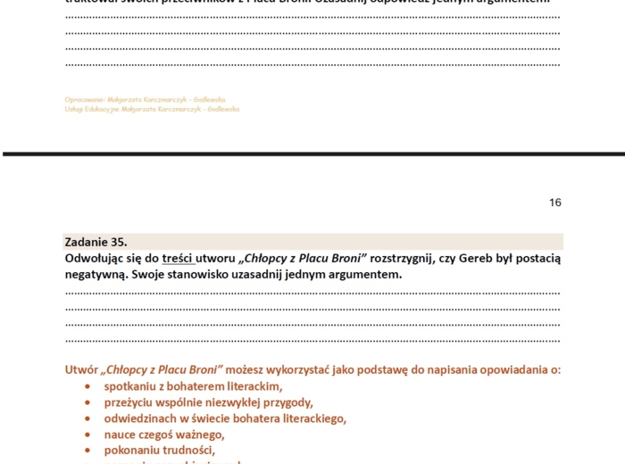 99 zadań z treści lektur z klas IV-VIII